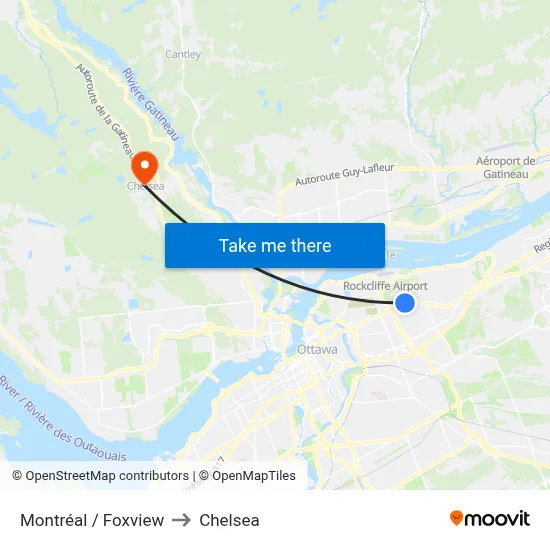 Montréal / Foxview to Chelsea map