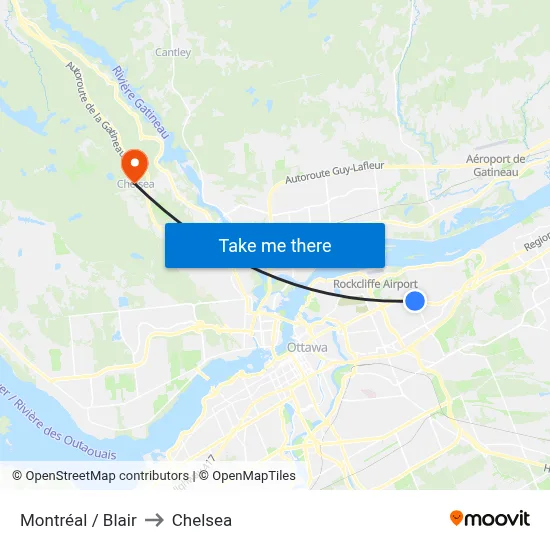 Montréal / Blair to Chelsea map