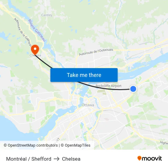 Montréal / Shefford to Chelsea map