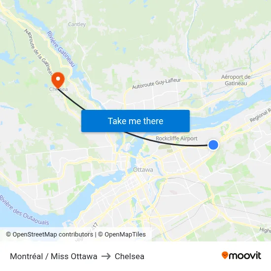 Montréal / Miss Ottawa to Chelsea map