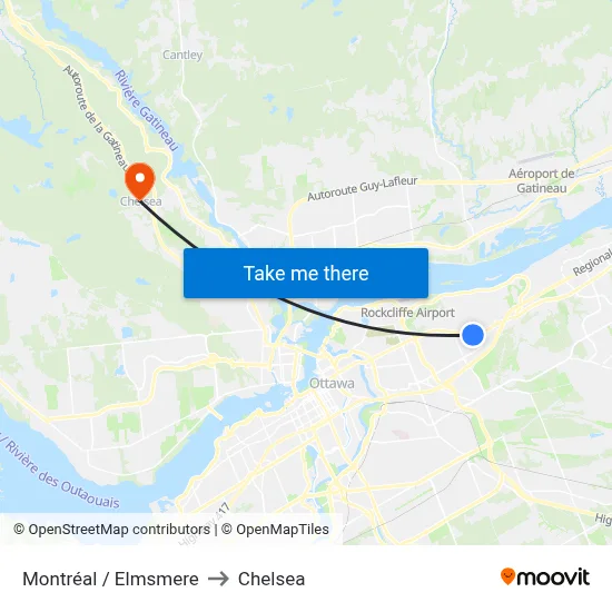 Montréal / Elmsmere to Chelsea map