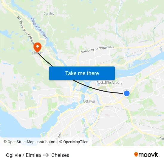 Ogilvie / Elmlea to Chelsea map