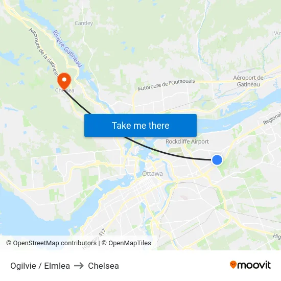 Ogilvie / Elmlea to Chelsea map