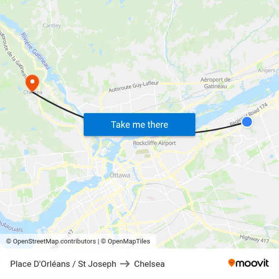 Place D'Orléans / St Joseph to Chelsea map