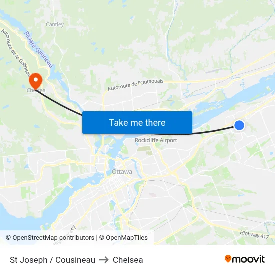 St Joseph / Cousineau to Chelsea map