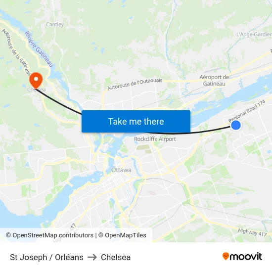 St Joseph / Orléans to Chelsea map