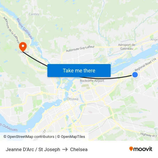 Jeanne D'Arc / St Joseph to Chelsea map