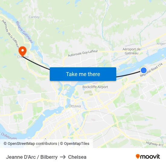Jeanne D'Arc / Bilberry to Chelsea map