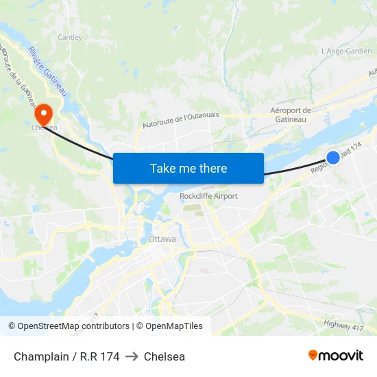 Champlain / R.R 174 to Chelsea map
