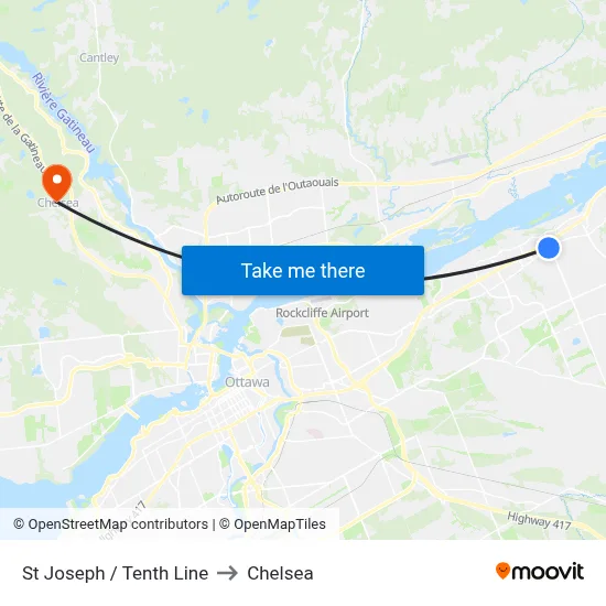 St Joseph / Tenth Line to Chelsea map