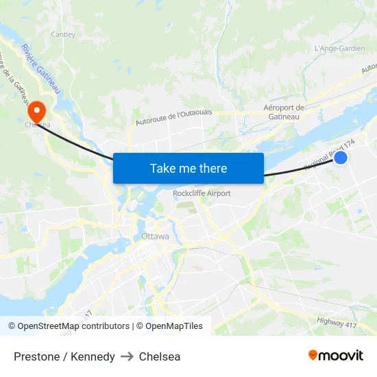 Prestone / Kennedy to Chelsea map