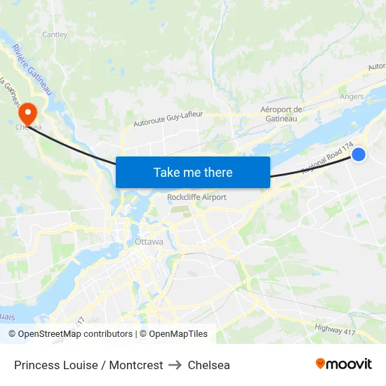 Princess Louise / Montcrest to Chelsea map