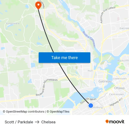Scott / Parkdale to Chelsea map