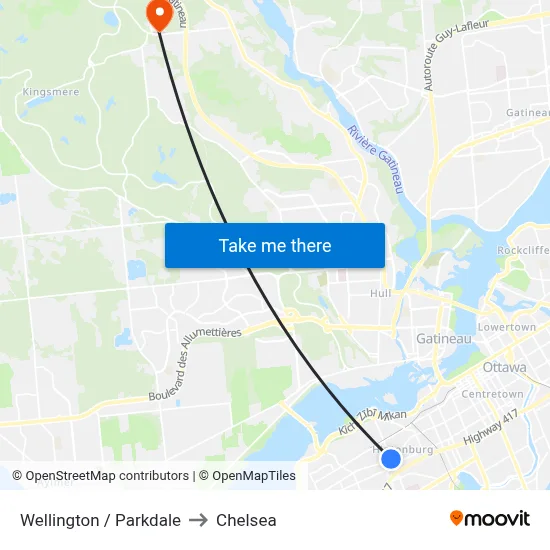 Wellington / Parkdale to Chelsea map