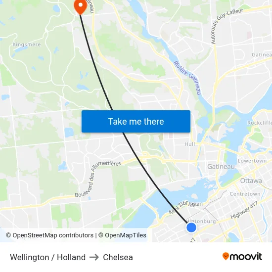 Wellington / Holland to Chelsea map