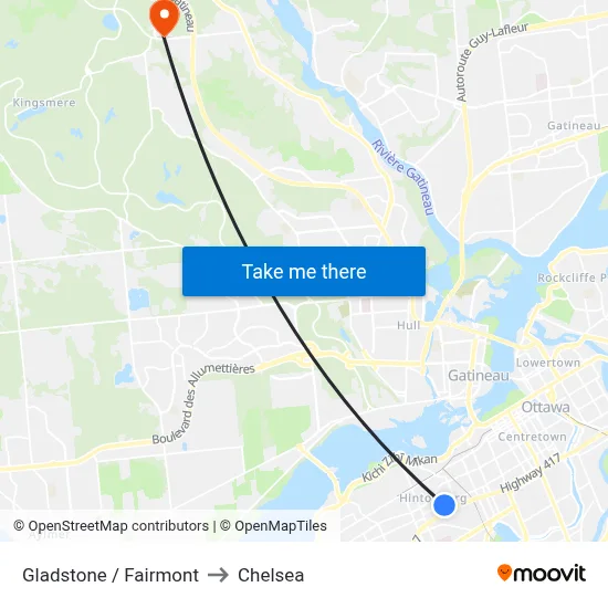 Gladstone / Fairmont to Chelsea map