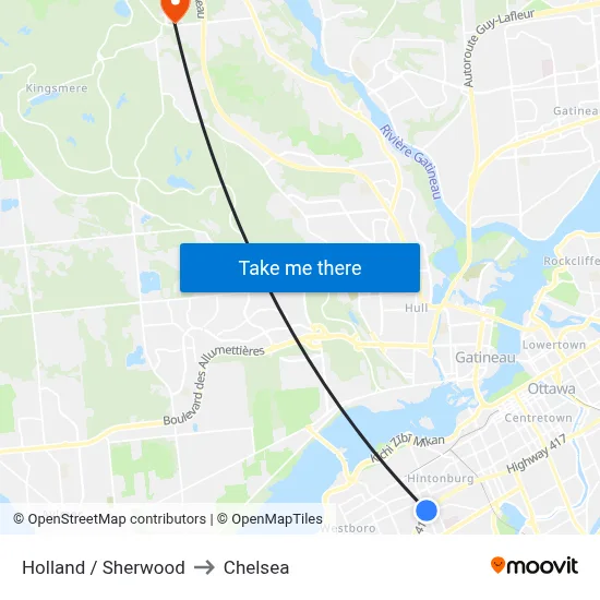 Holland / Sherwood to Chelsea map