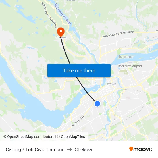 Carling / Toh Civic Campus to Chelsea map