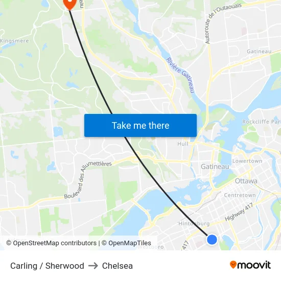 Carling / Sherwood to Chelsea map