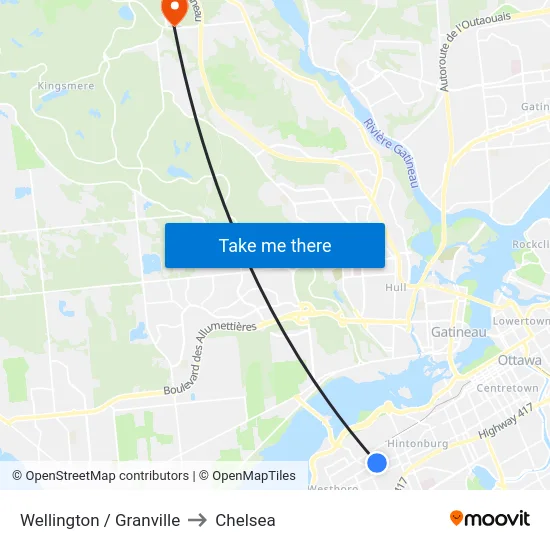 Wellington / Granville to Chelsea map