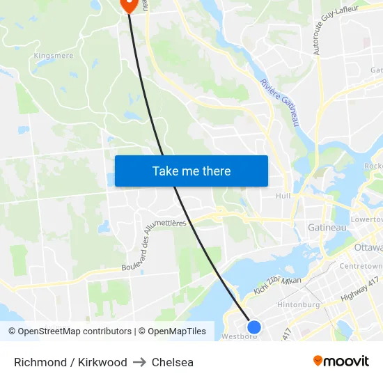Richmond / Kirkwood to Chelsea map