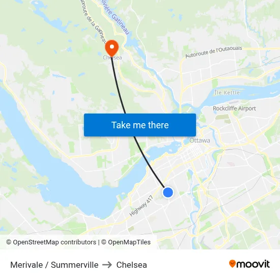 Merivale / Summerville to Chelsea map