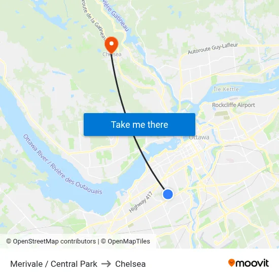 Merivale / Central Park to Chelsea map