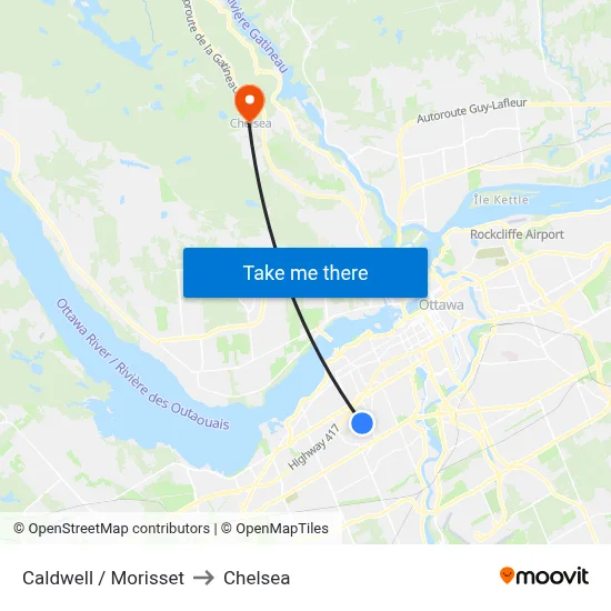 Caldwell / Morisset to Chelsea map