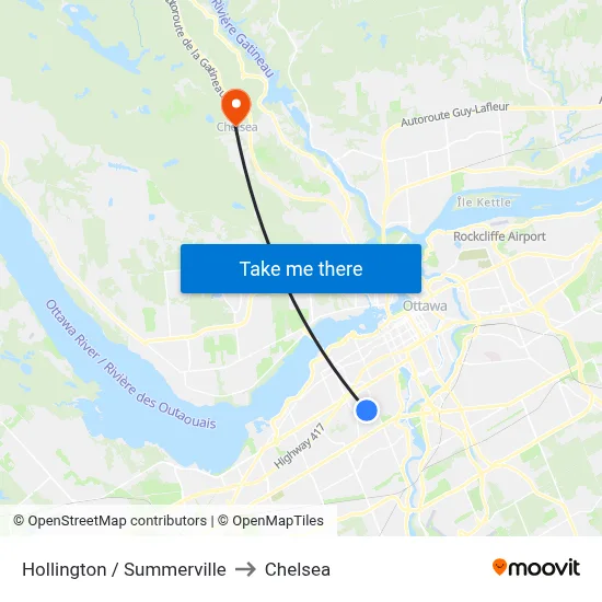 Hollington / Summerville to Chelsea map