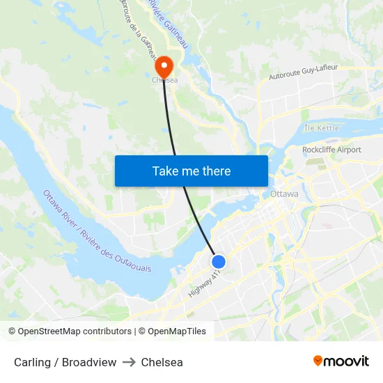 Carling / Broadview to Chelsea map