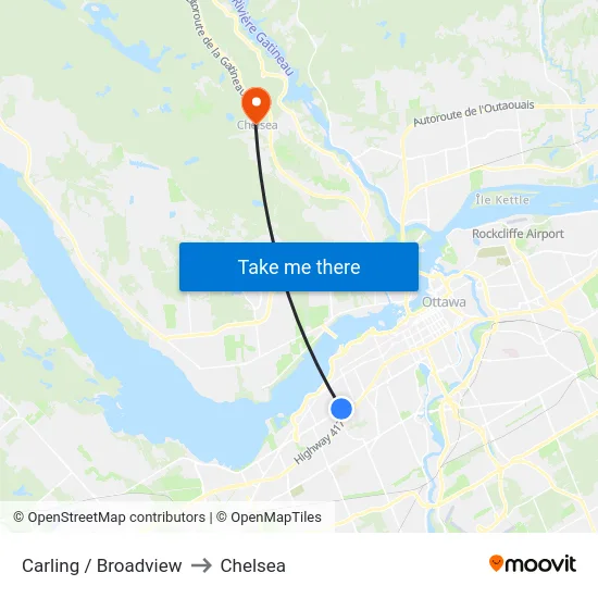 Carling / Broadview to Chelsea map