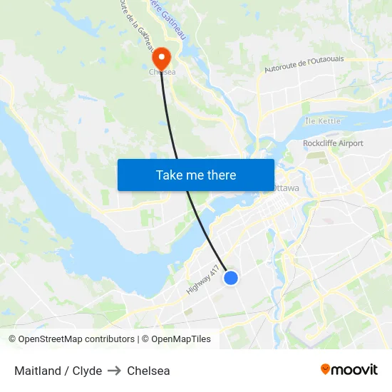 Maitland / Clyde to Chelsea map