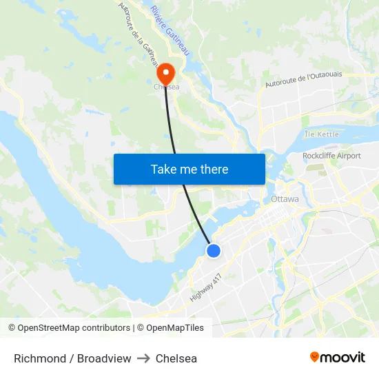 Richmond / Broadview to Chelsea map