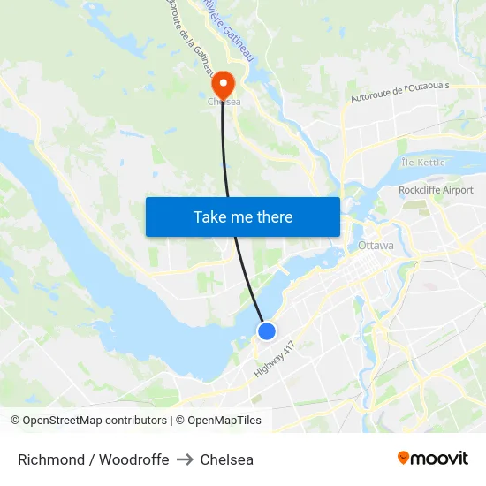 Richmond / Woodroffe to Chelsea map