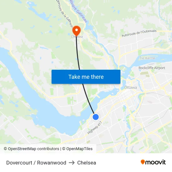 Dovercourt / Rowanwood to Chelsea map
