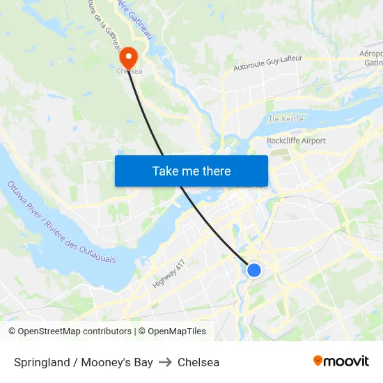 Springland / Mooney's Bay to Chelsea map