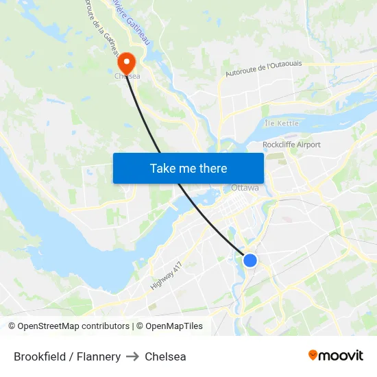 Brookfield / Flannery to Chelsea map
