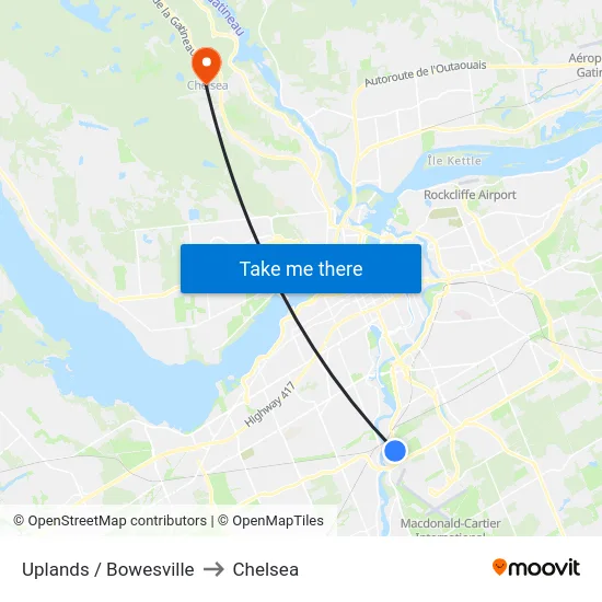 Uplands / Bowesville to Chelsea map