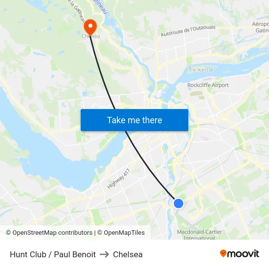 Hunt Club / Paul Benoit to Chelsea map