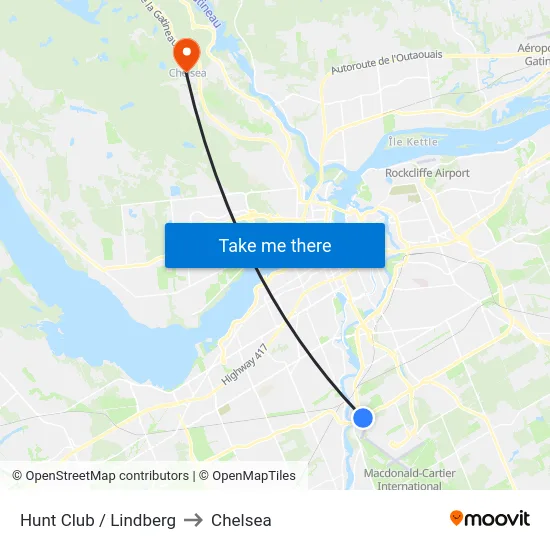 Hunt Club / Lindberg to Chelsea map