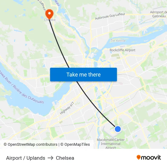 Airport / Uplands to Chelsea map