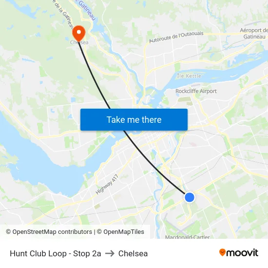 Hunt Club Loop - Stop 2a to Chelsea map