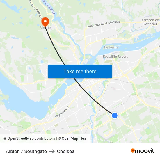 Albion / Southgate to Chelsea map