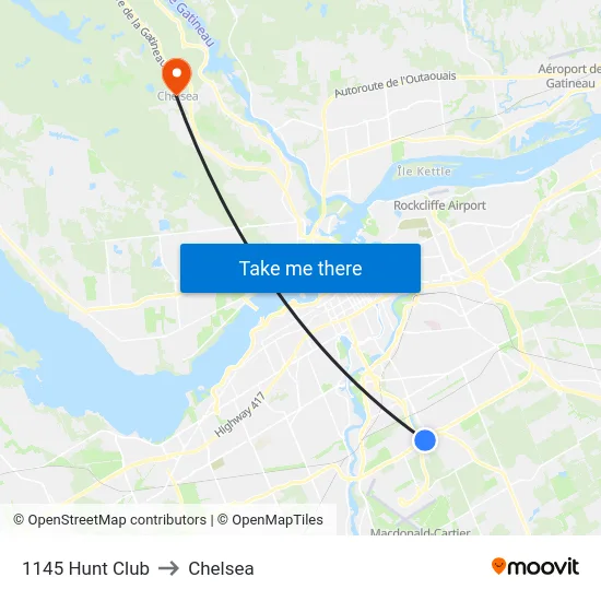 1145 Hunt Club to Chelsea map