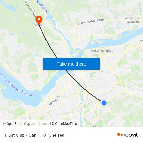 Hunt Club / Cahill to Chelsea map