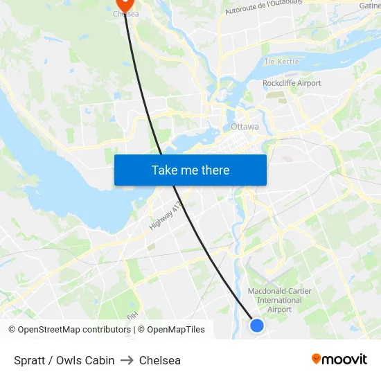 Spratt / Owls Cabin to Chelsea map