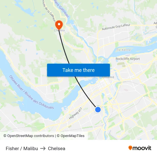 Fisher / Malibu to Chelsea map