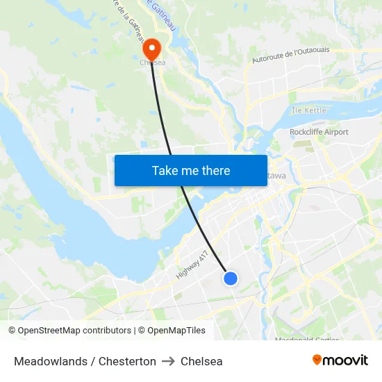 Meadowlands / Chesterton to Chelsea map