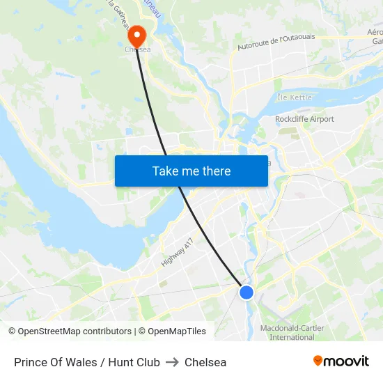 Prince Of Wales / Hunt Club to Chelsea map