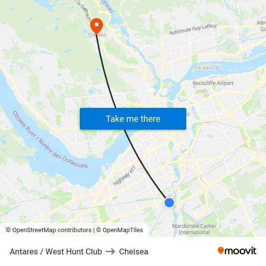 Antares / West Hunt Club to Chelsea map